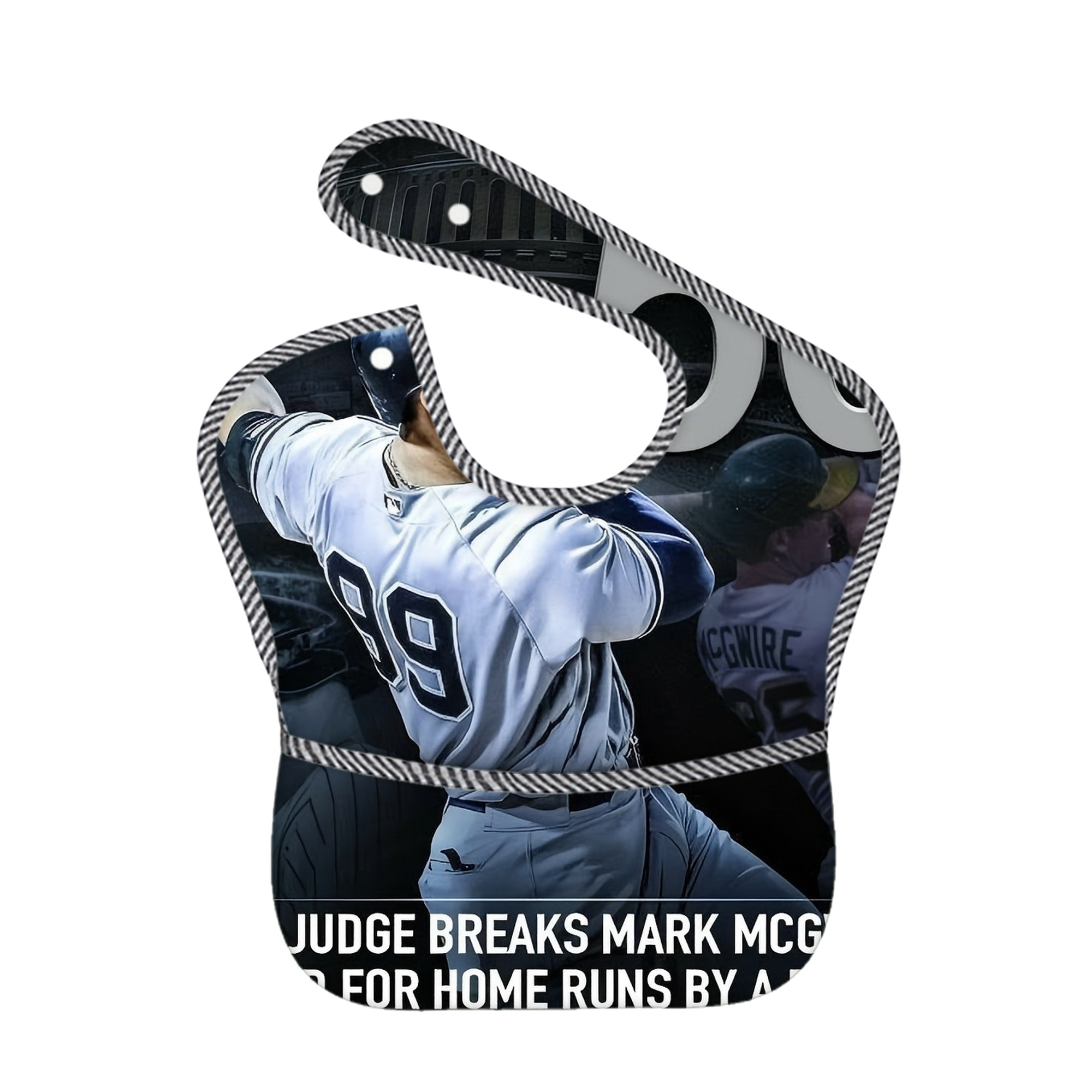 Aaron Judge 50 Home Runs 6 Adjustable Waterproof Toddler Bib – Full-Print Durable Polyester – Foldable Crumb Pocket – Easy Snap Closure – Soft