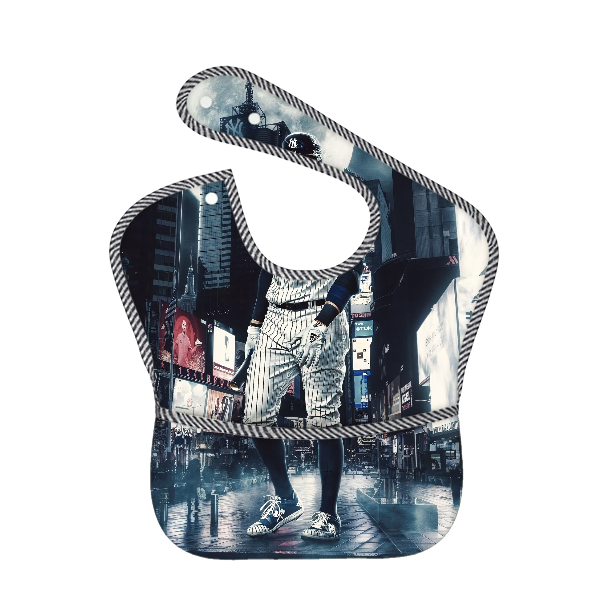 Aaron Judge 60 Home Runs 6 Adjustable Waterproof Toddler Bib – Full-Print Durable Polyester – Foldable Crumb Pocket – Easy Snap Closure – Soft