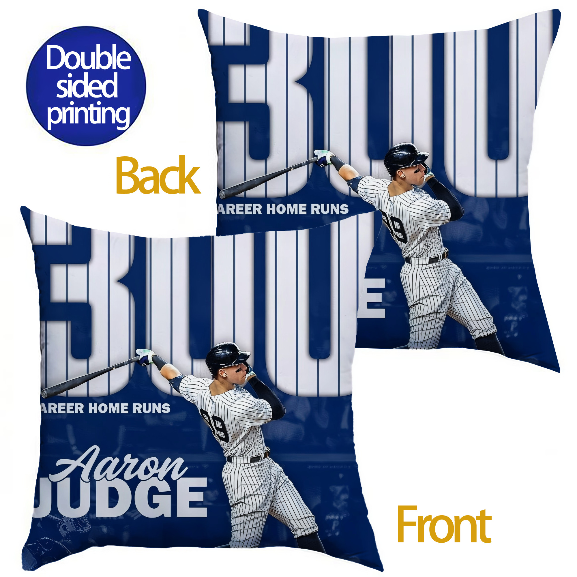 Aaron Judge 300 Home Runs Soft Polyester Pillow Cover With Insert – Double-Sided Design, Invisible Zipper, Durable & Breathable – Easy Care Cushion Set