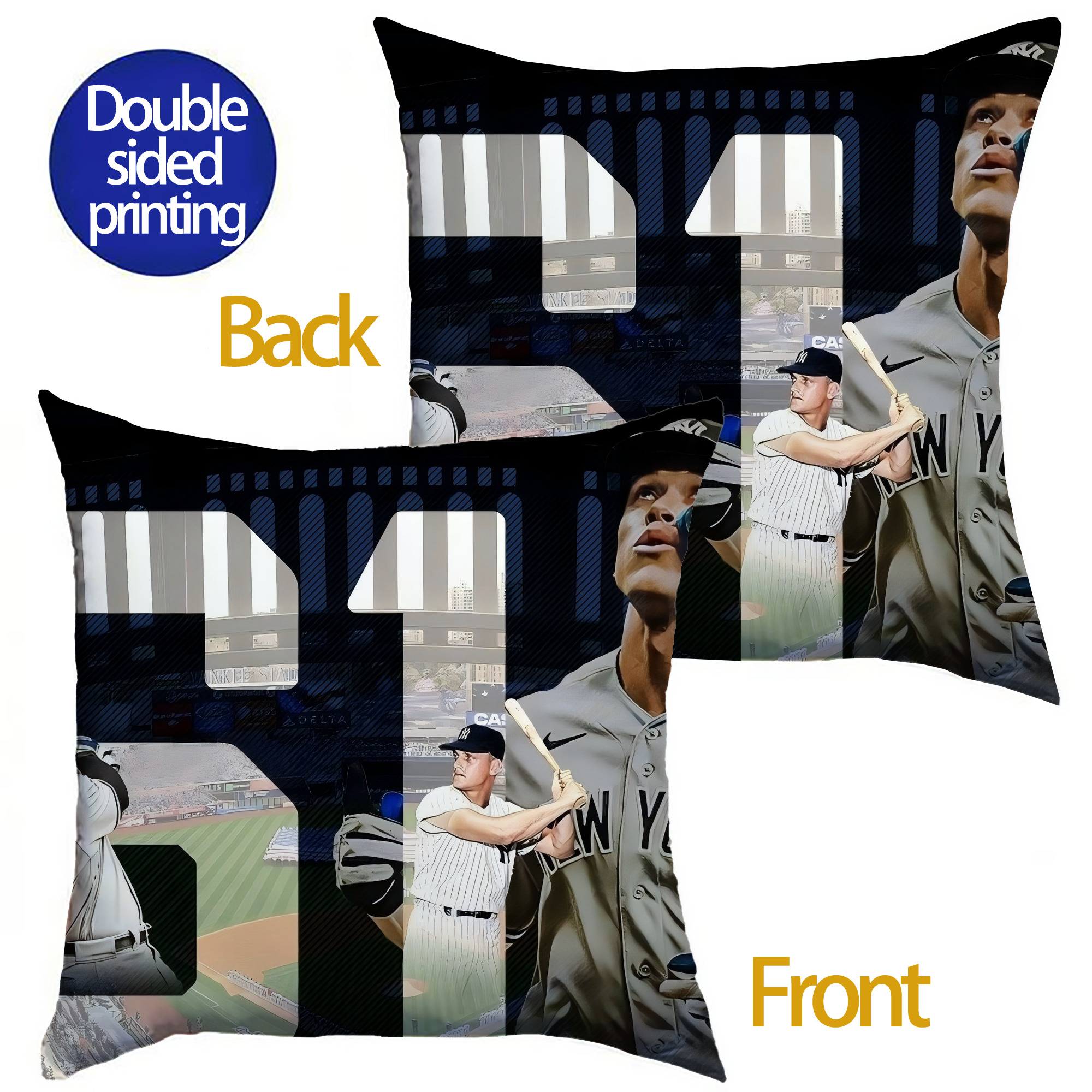 Aaron Judge 61 Home Runs 1 Soft Polyester Pillow Cover With Insert – Double-Sided Design, Invisible Zipper, Durable & Breathable – Easy Care Cushion Set
