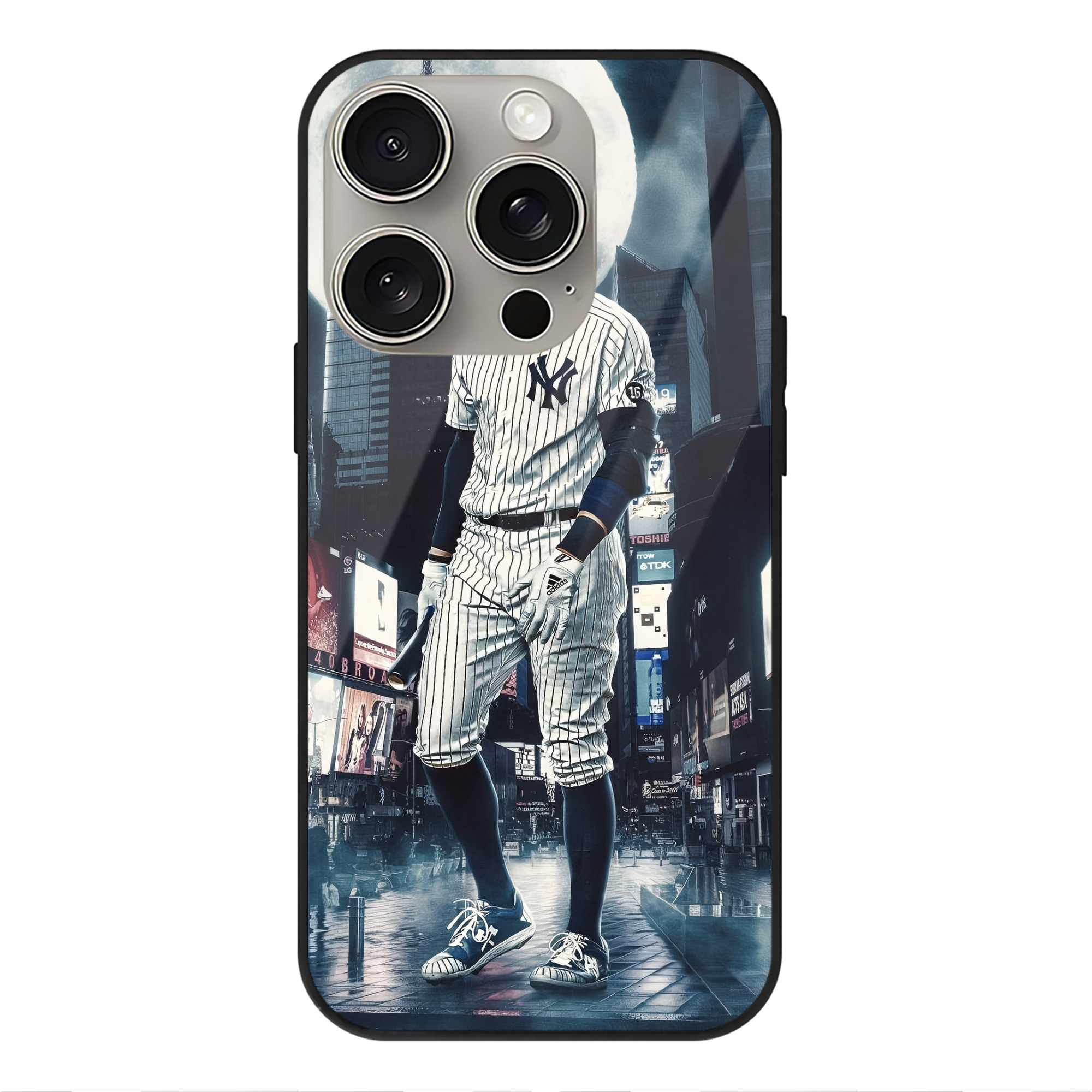 Aaron Judge 60 Home Runs 6 IPhone 15 Pro Mirror Phone Case – UV Printed Glass + TPU – Scratch-Resistant, Wireless Charging Compatible, Precise Fit & Stylish Design