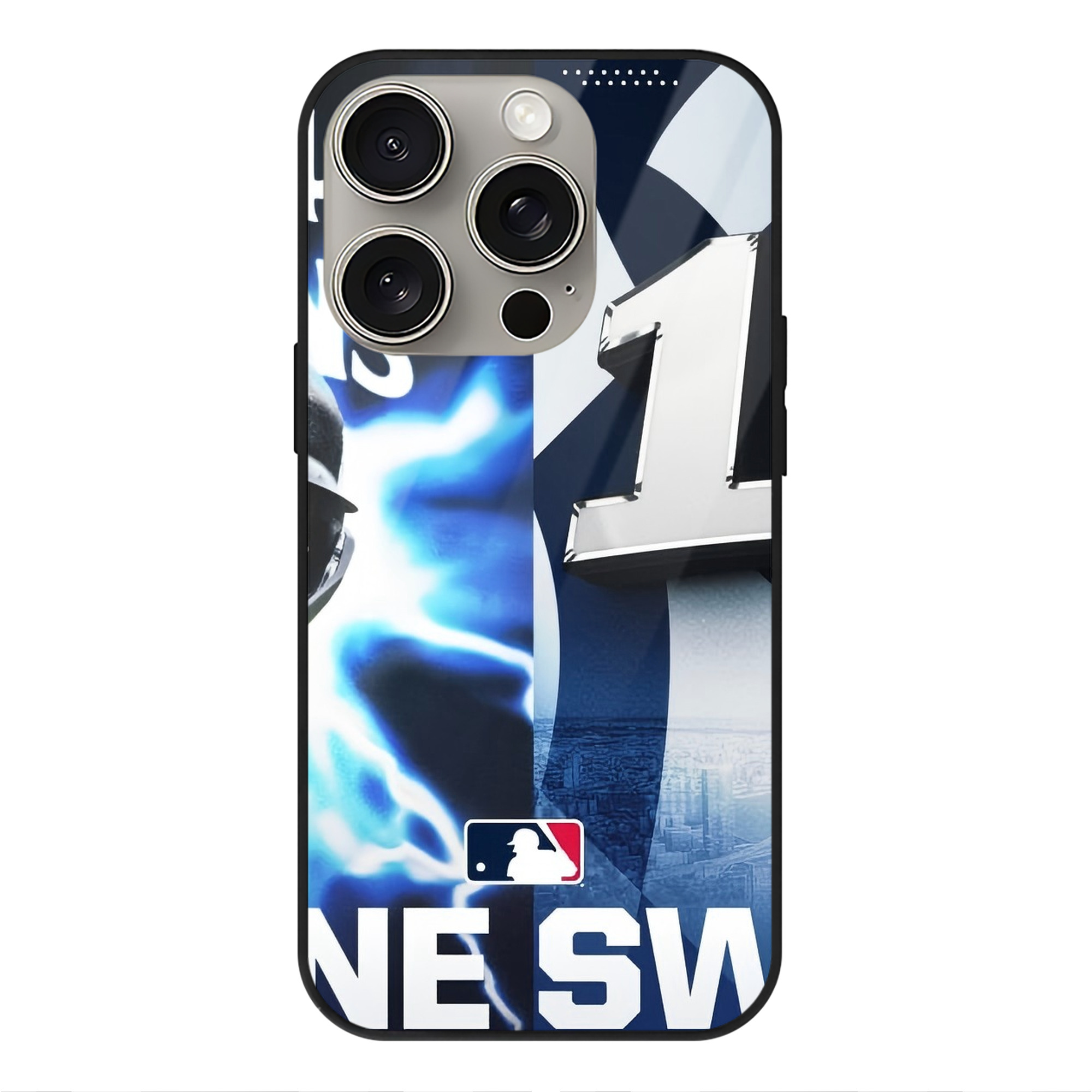 Aaron Judge First to 40 Home Runs In One Swing IPhone 15 Pro Mirror Phone Case – UV Printed Glass + TPU – Scratch-Resistant, Wireless Charging Compatible, Precise Fit & Stylish Design