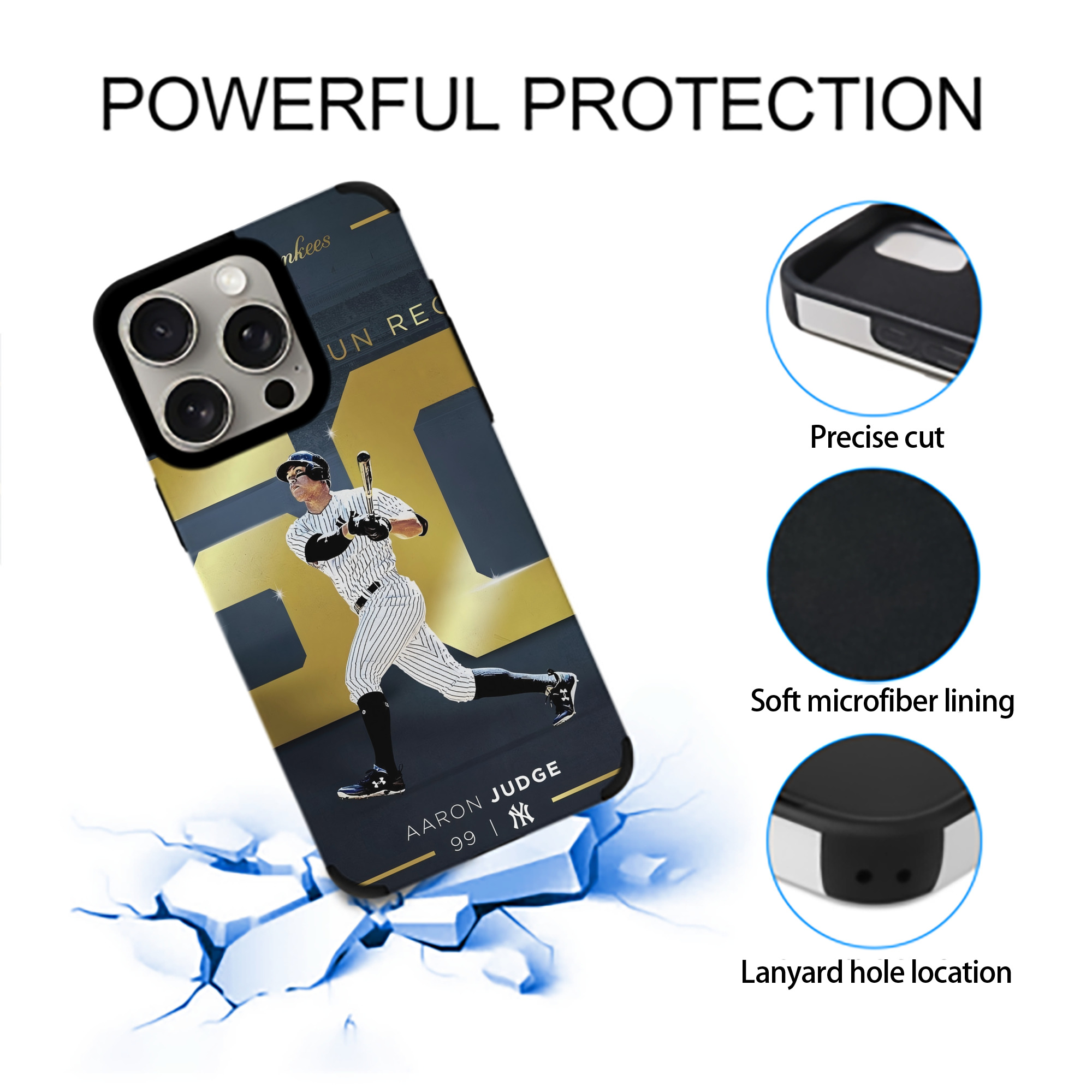 Aaron Judge 50 Home Runs 3 IPhone 15 Pro Max PU Leather Case – Soft Lining, 360° Protection – Precise Fit, 3D Buttons, Easy Charging – Anti-Yellowing, Easy To Clean