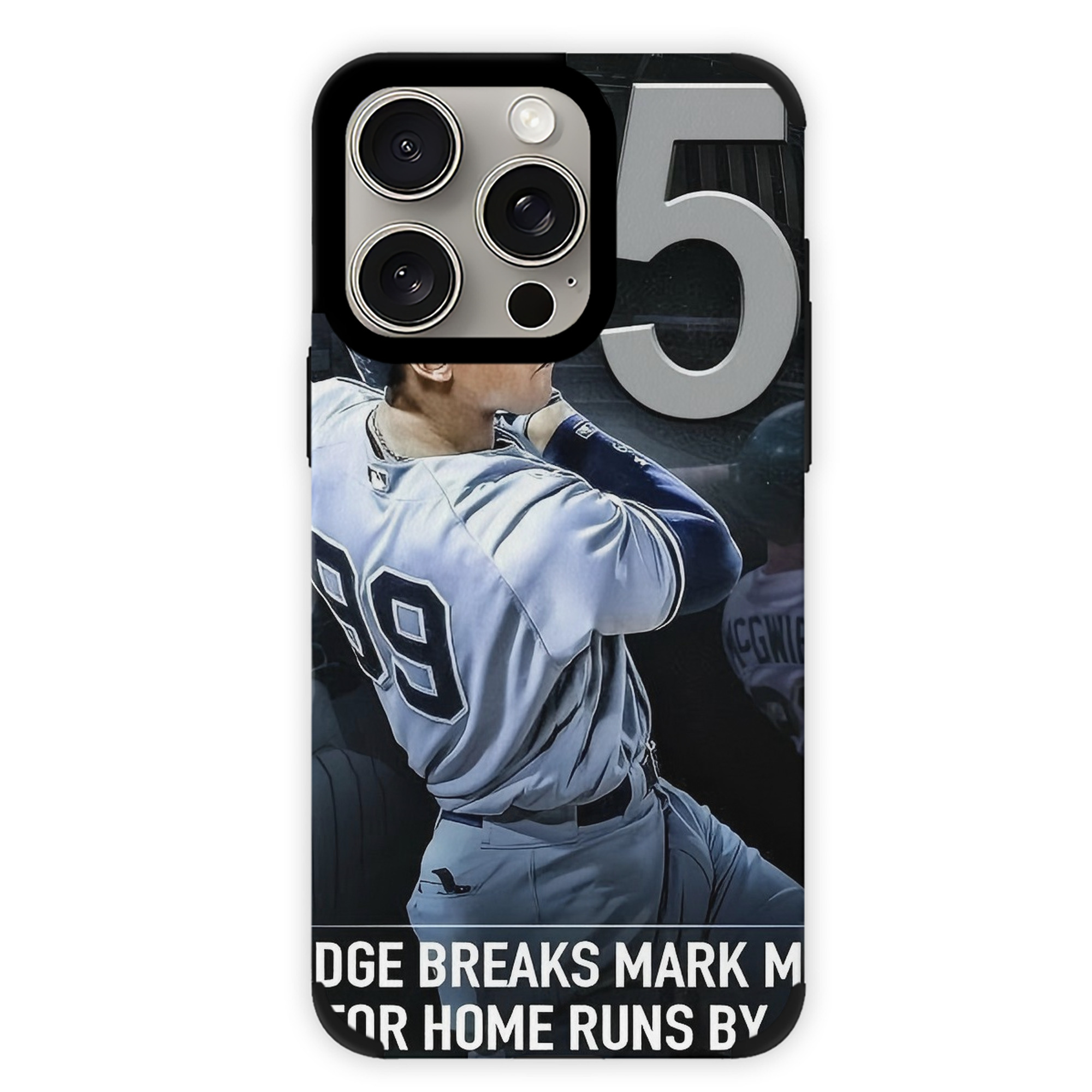 Aaron Judge 50 Home Runs 6 IPhone 15 Pro Max PU Leather Case – Soft Lining, 360° Protection – Precise Fit, 3D Buttons, Easy Charging – Anti-Yellowing, Easy To Clean