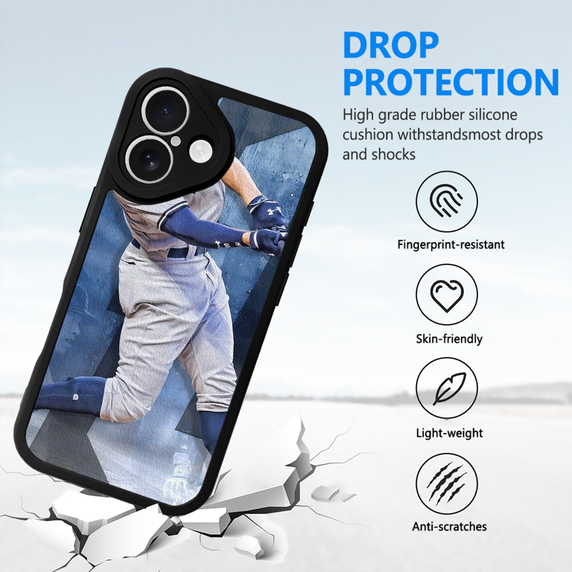 Aaron Judge 40 Home Runs 1 IPhone 16 Silicone Leather Case – UV Print, Lambskin Texture – Perfect Fit, Wireless Charging Compatible, Scratch Resistant, Precise Cutouts – Stylish Protection For IPhone 16