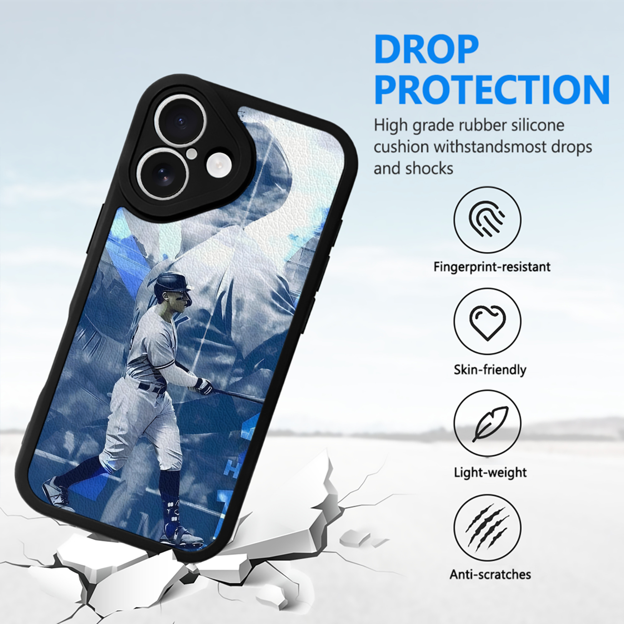 Aaron Judge 46 Home Runs IPhone 16 Silicone Leather Case – UV Print, Lambskin Texture – Perfect Fit, Wireless Charging Compatible, Scratch Resistant, Precise Cutouts – Stylish Protection For IPhone 16