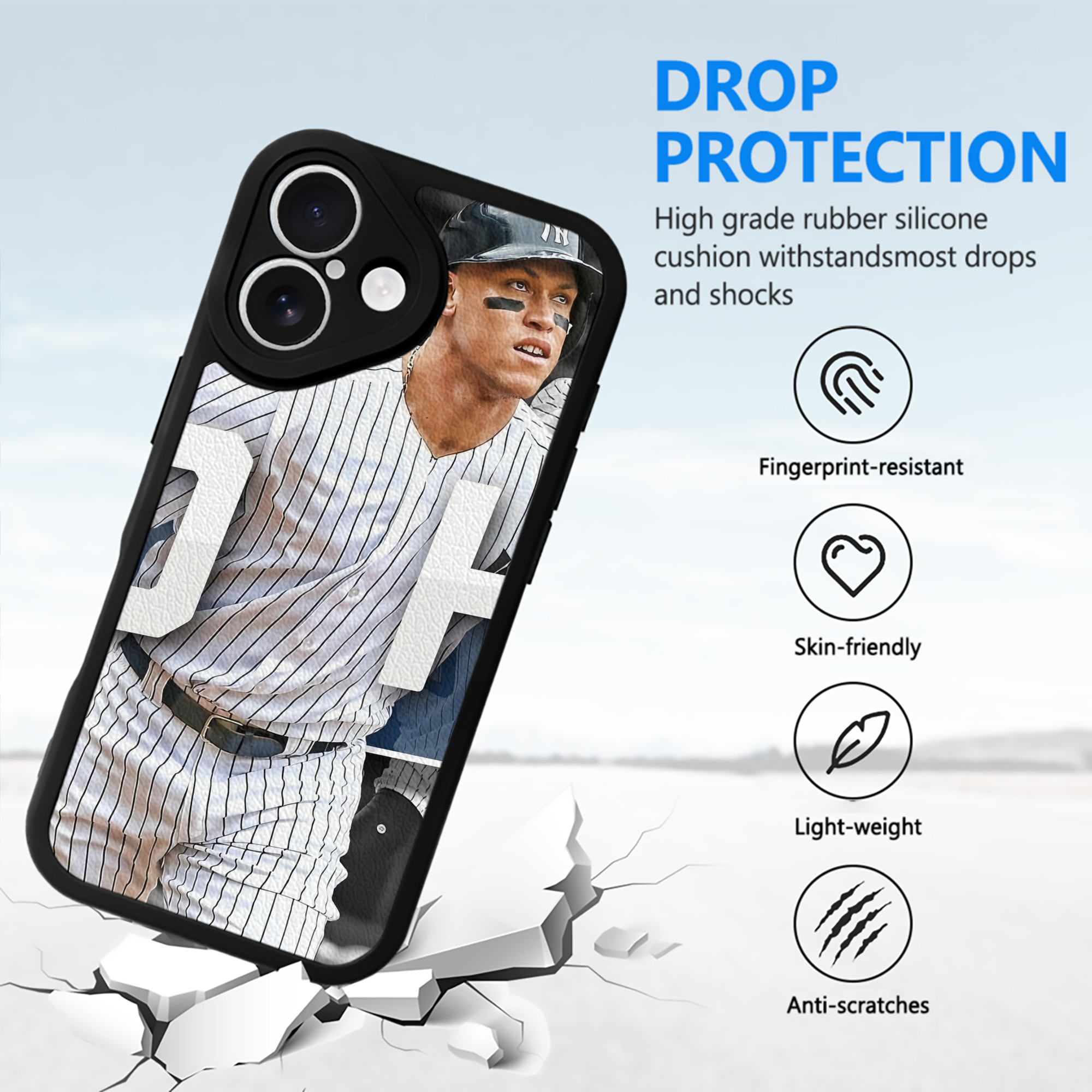 Aaron Judge 50 Home Runs 2 IPhone 16 Silicone Leather Case – UV Print, Lambskin Texture – Perfect Fit, Wireless Charging Compatible, Scratch Resistant, Precise Cutouts – Stylish Protection For IPhone 16