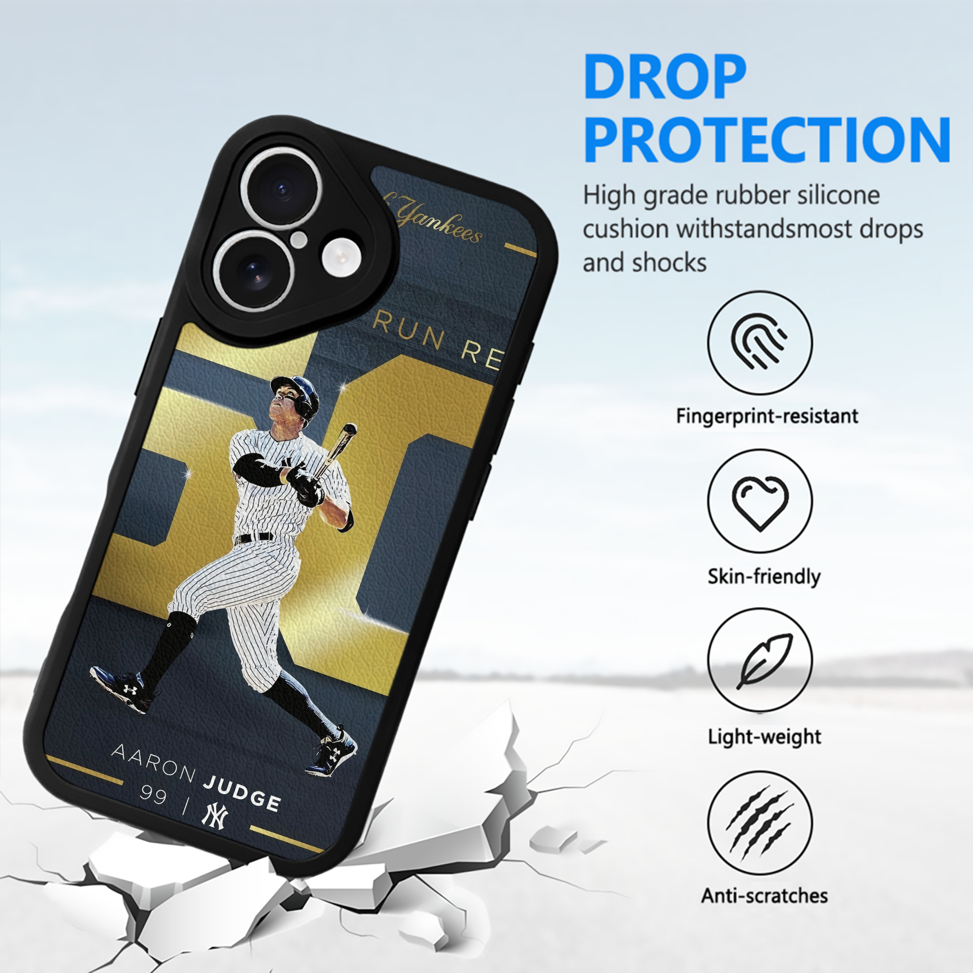 Aaron Judge 50 Home Runs 3 IPhone 16 Silicone Leather Case – UV Print, Lambskin Texture – Perfect Fit, Wireless Charging Compatible, Scratch Resistant, Precise Cutouts – Stylish Protection For IPhone 16