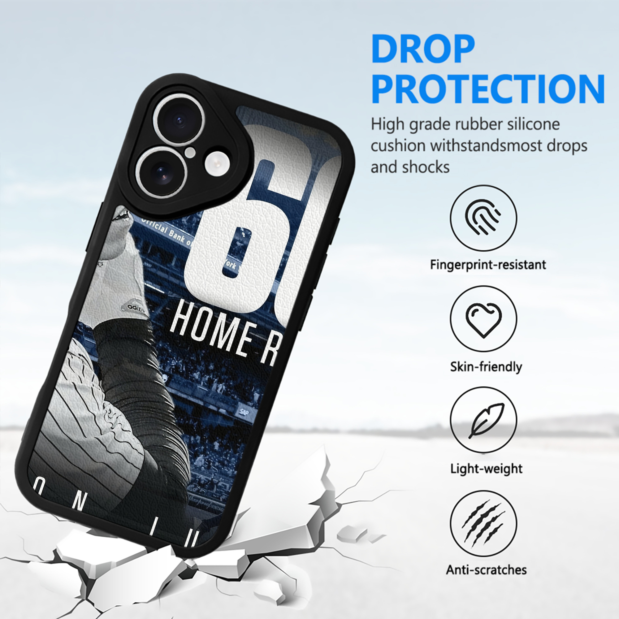 Aaron Judge 60 Home Runs 1 IPhone 16 Silicone Leather Case – UV Print, Lambskin Texture – Perfect Fit, Wireless Charging Compatible, Scratch Resistant, Precise Cutouts – Stylish Protection For IPhone 16