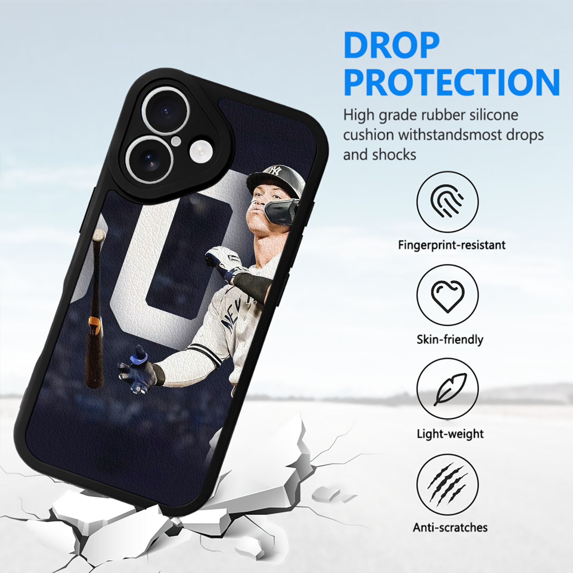 Aaron Judge 60 Home Runs 4 IPhone 16 Silicone Leather Case – UV Print, Lambskin Texture – Perfect Fit, Wireless Charging Compatible, Scratch Resistant, Precise Cutouts – Stylish Protection For IPhone 16