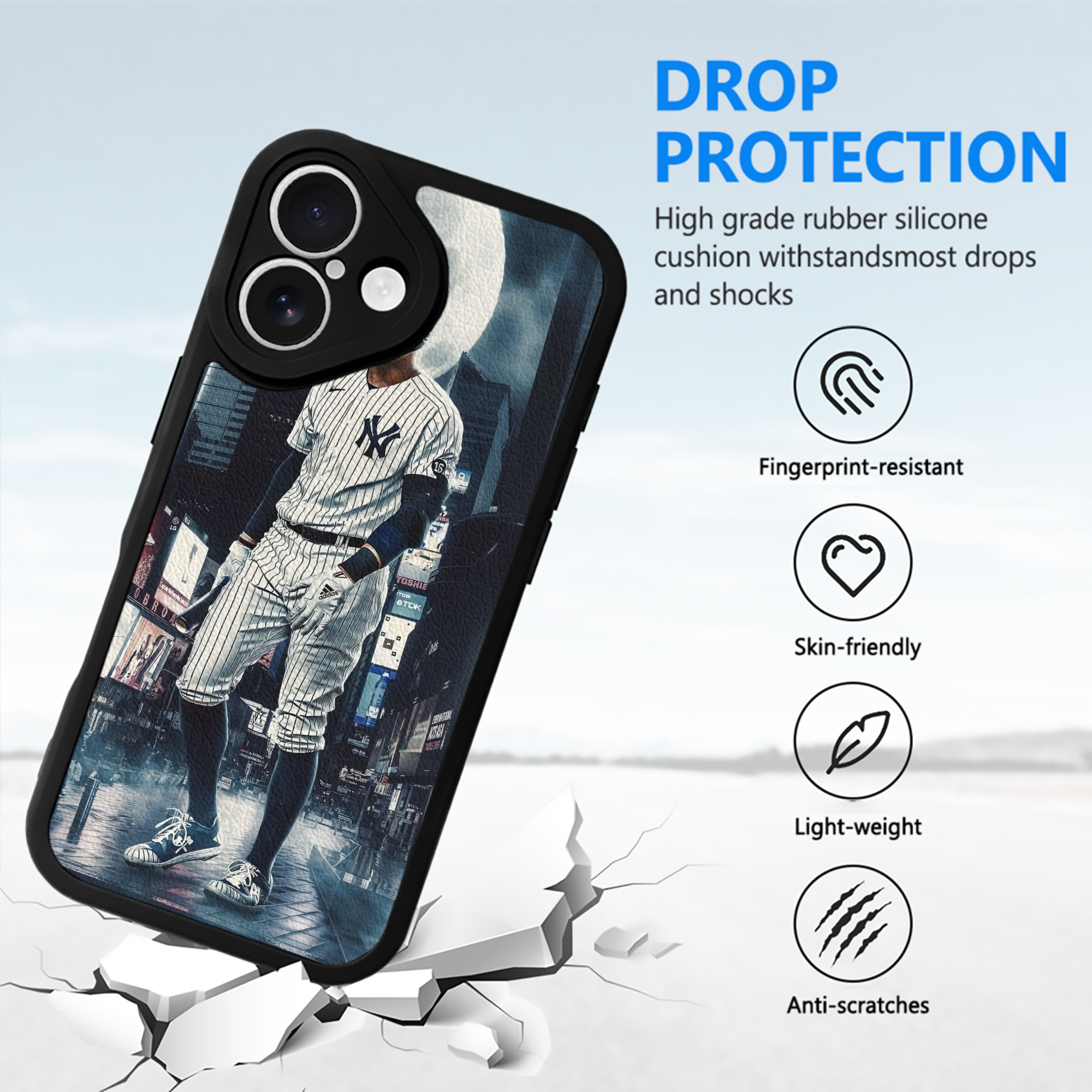 Aaron Judge 60 Home Runs 6 IPhone 16 Silicone Leather Case – UV Print, Lambskin Texture – Perfect Fit, Wireless Charging Compatible, Scratch Resistant, Precise Cutouts – Stylish Protection For IPhone 16
