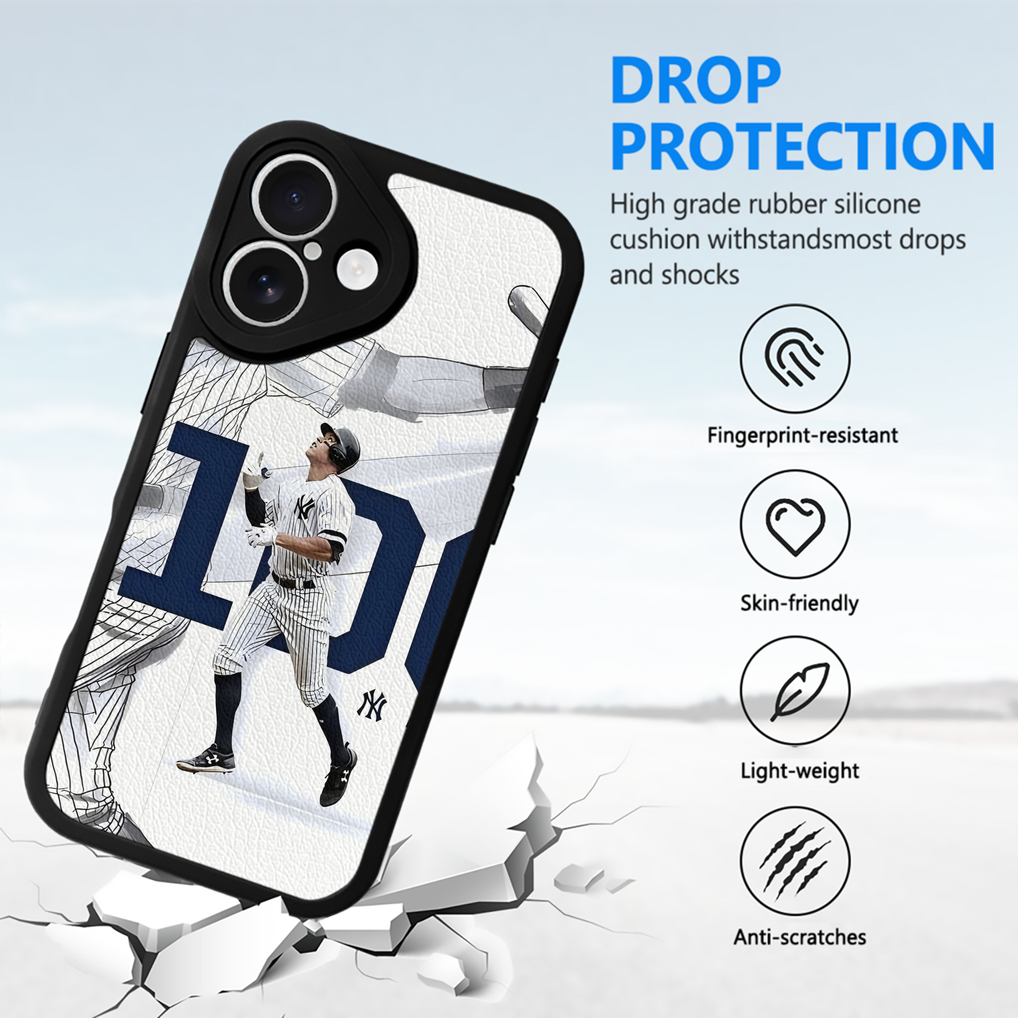Aaron Judge 100 Home Runs IPhone 16 Silicone Leather Case – UV Print, Lambskin Texture – Perfect Fit, Wireless Charging Compatible, Scratch Resistant, Precise Cutouts – Stylish Protection For IPhone 16