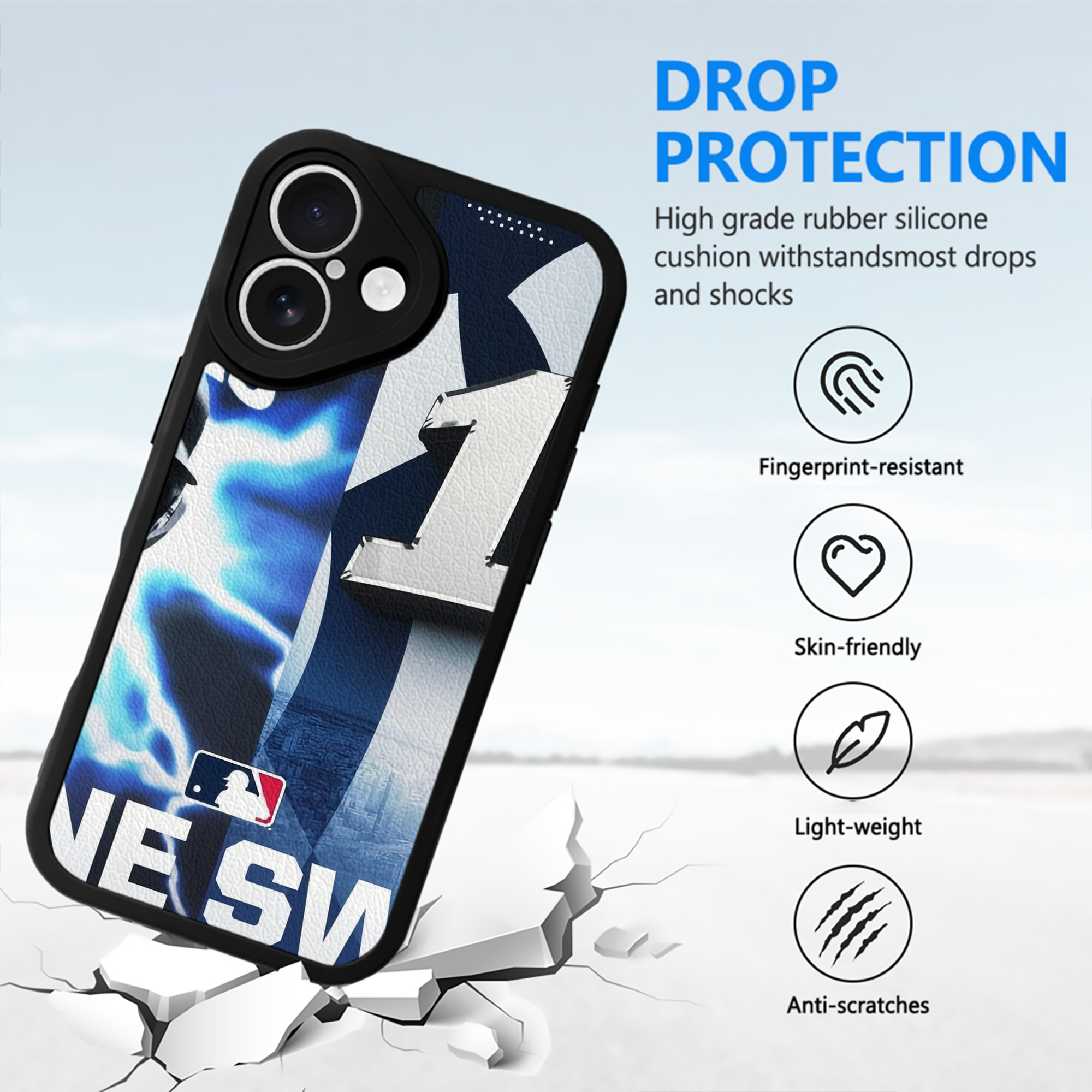 Aaron Judge First to 40 Home Runs In One Swing IPhone 16 Silicone Leather Case – UV Print, Lambskin Texture – Perfect Fit, Wireless Charging Compatible, Scratch Resistant, Precise Cutouts – Stylish Protection For IPhone 16