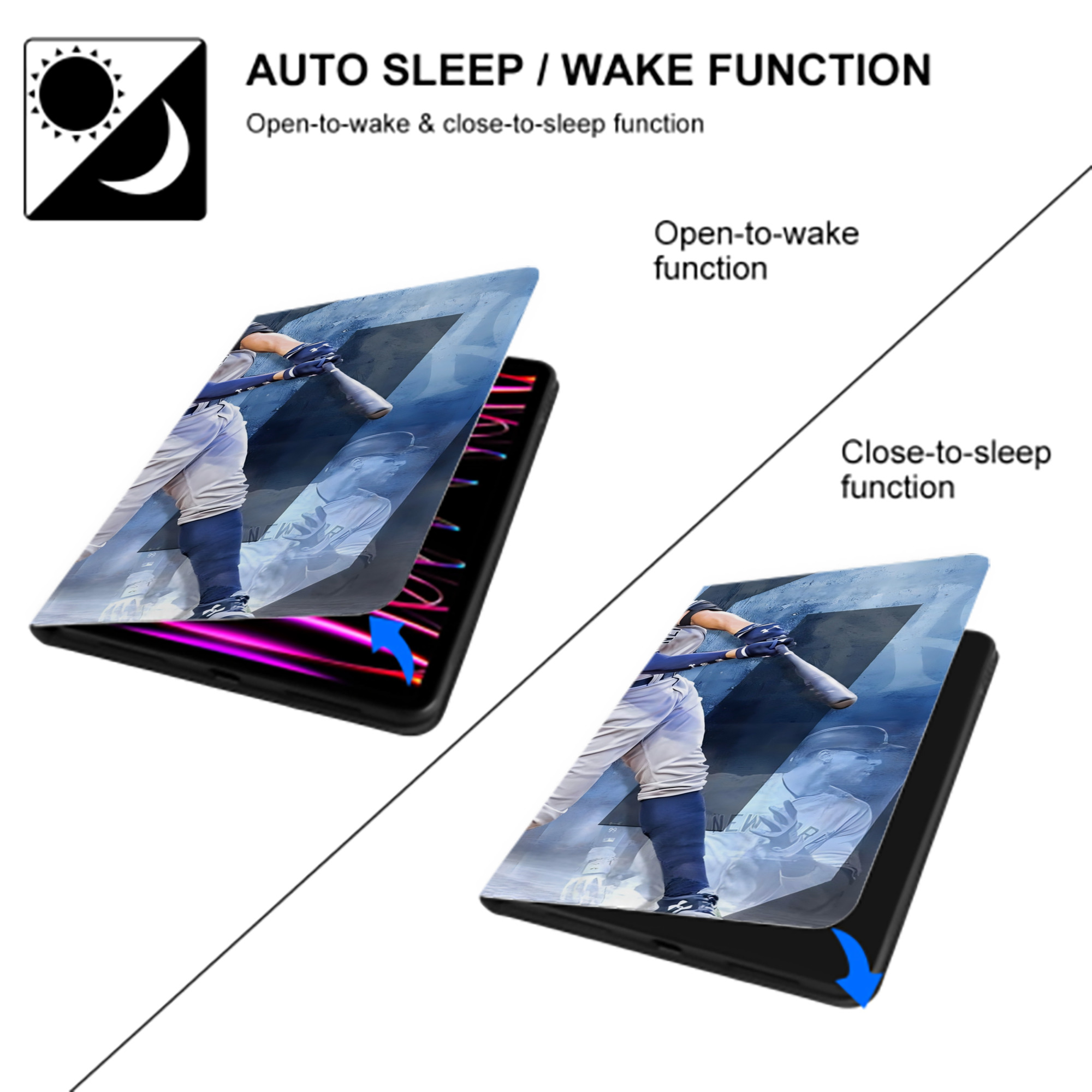 Aaron Judge 40 Home Runs 1 IPad Case Without Pencil Slot – Book-Style Cover With PU Leather & TPU – Slim, Durable, Scratch-Resistant, Full Protection & Easy Access