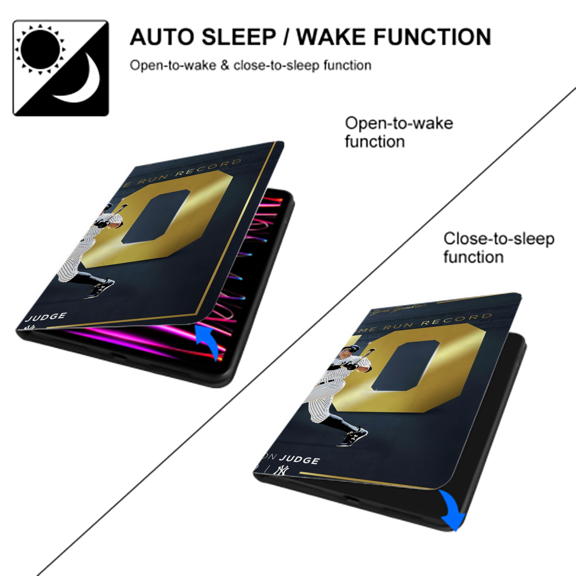 Aaron Judge 50 Home Runs 3 IPad Case Without Pencil Slot – Book-Style Cover With PU Leather & TPU – Slim, Durable, Scratch-Resistant, Full Protection & Easy Access