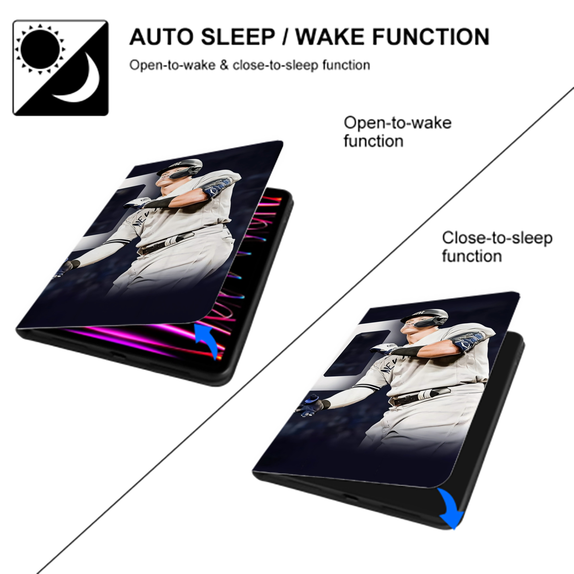 Aaron Judge 60 Home Runs 4 IPad Case Without Pencil Slot – Book-Style Cover With PU Leather & TPU – Slim, Durable, Scratch-Resistant, Full Protection & Easy Access