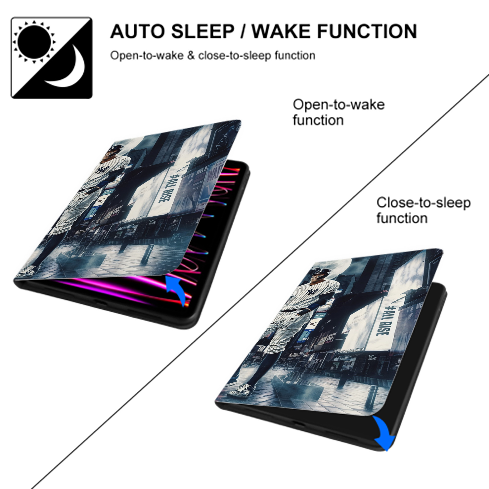 Aaron Judge 60 Home Runs 6 IPad Case Without Pencil Slot – Book-Style Cover With PU Leather & TPU – Slim, Durable, Scratch-Resistant, Full Protection & Easy Access