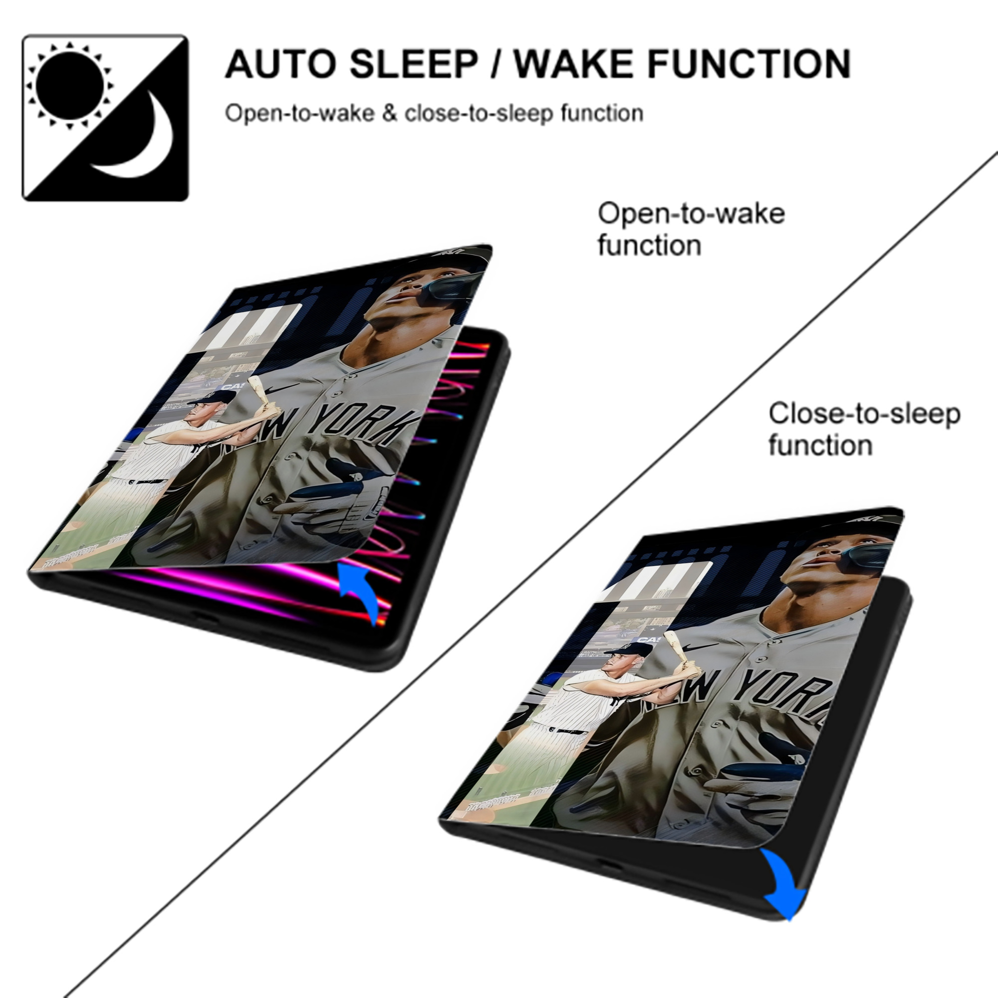 Aaron Judge 61 Home Runs 1 IPad Case Without Pencil Slot – Book-Style Cover With PU Leather & TPU – Slim, Durable, Scratch-Resistant, Full Protection & Easy Access