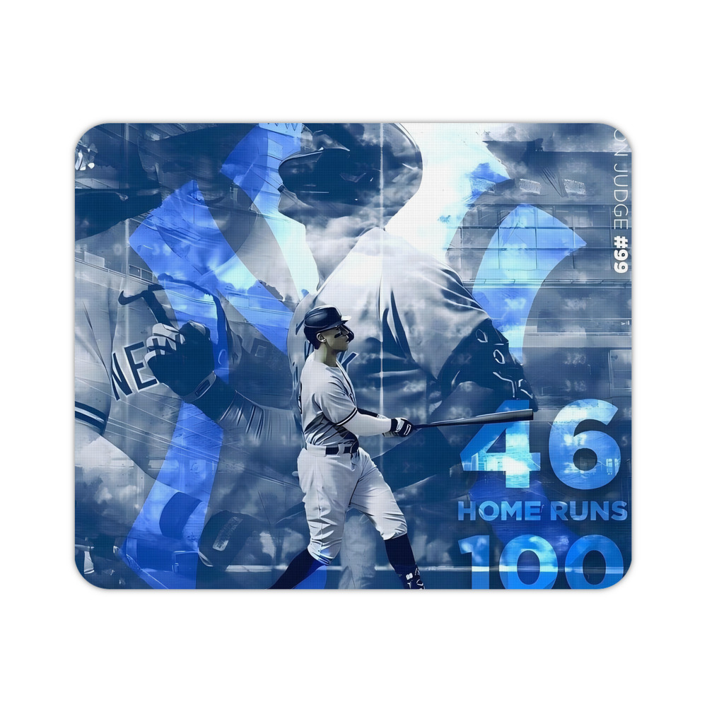 Aaron Judge 46 Home Runs Durable Rubber Mouse Pad With Stitched Edges, Waterproof, Non-Slip Surface, Ultra-Thin Design For Gaming, Office