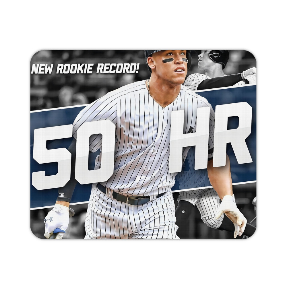 Aaron Judge 50 Home Runs 2 Durable Rubber Mouse Pad With Stitched Edges, Waterproof, Non-Slip Surface, Ultra-Thin Design For Gaming, Office