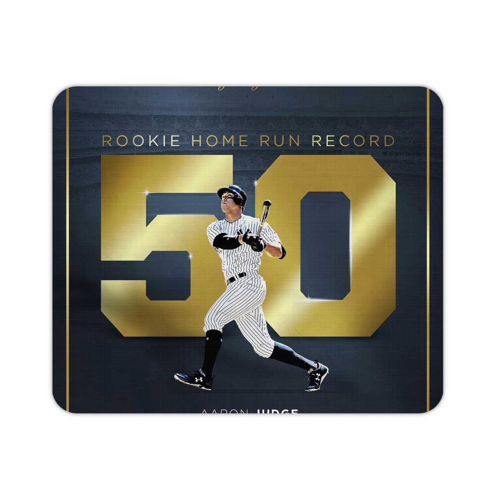 Aaron Judge 50 Home Runs 3 Durable Rubber Mouse Pad With Stitched Edges, Waterproof, Non-Slip Surface, Ultra-Thin Design For Gaming, Office
