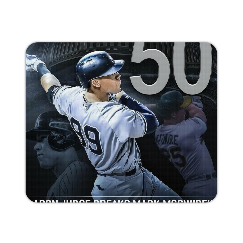 Aaron Judge 50 Home Runs 6 Durable Rubber Mouse Pad With Stitched Edges, Waterproof, Non-Slip Surface, Ultra-Thin Design For Gaming, Office