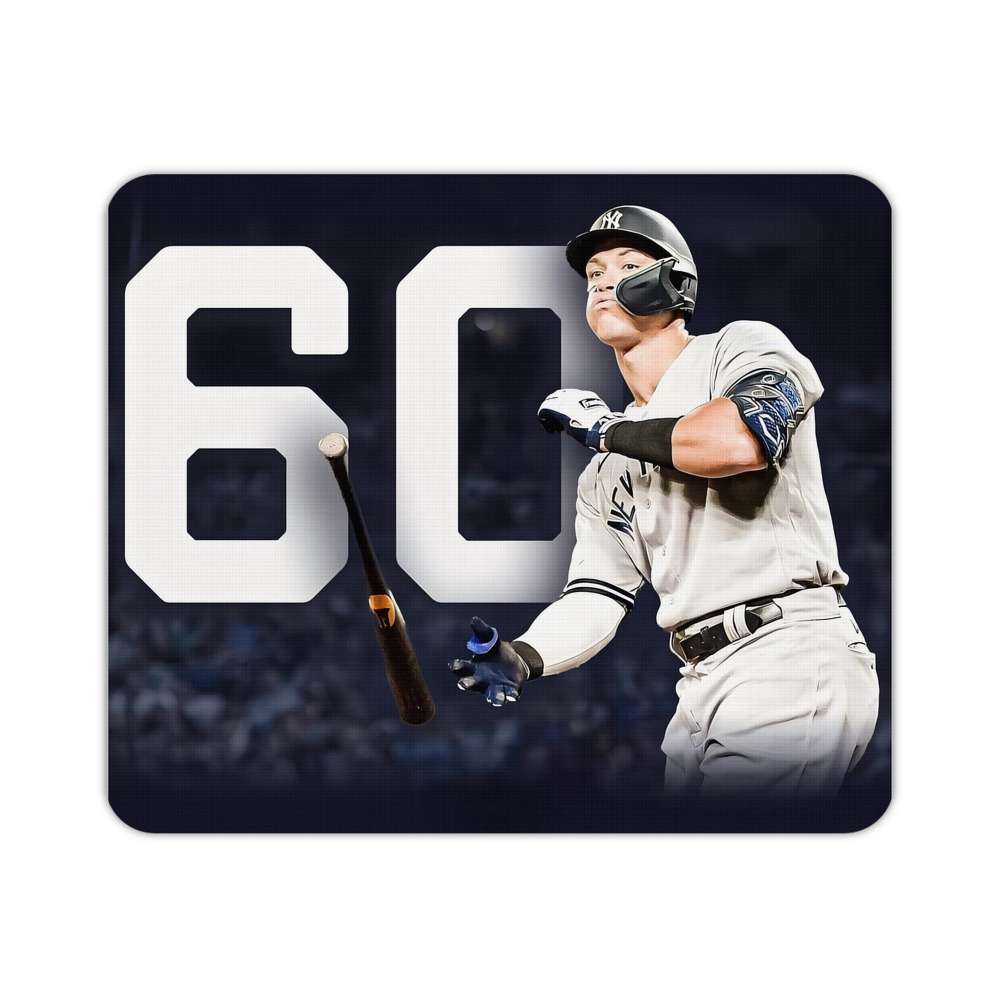 Aaron Judge 60 Home Runs 4 Durable Rubber Mouse Pad With Stitched Edges, Waterproof, Non-Slip Surface, Ultra-Thin Design For Gaming, Office