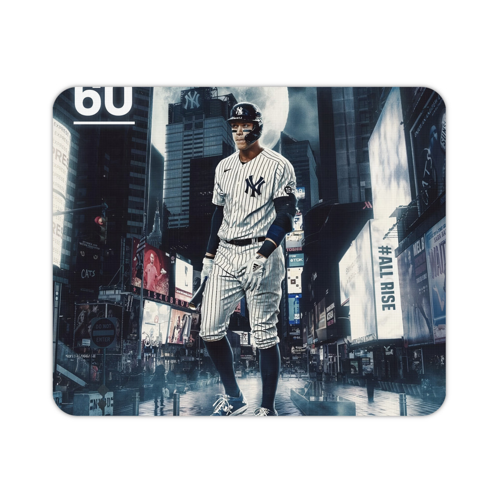 Aaron Judge 60 Home Runs 6 Durable Rubber Mouse Pad With Stitched Edges, Waterproof, Non-Slip Surface, Ultra-Thin Design For Gaming, Office