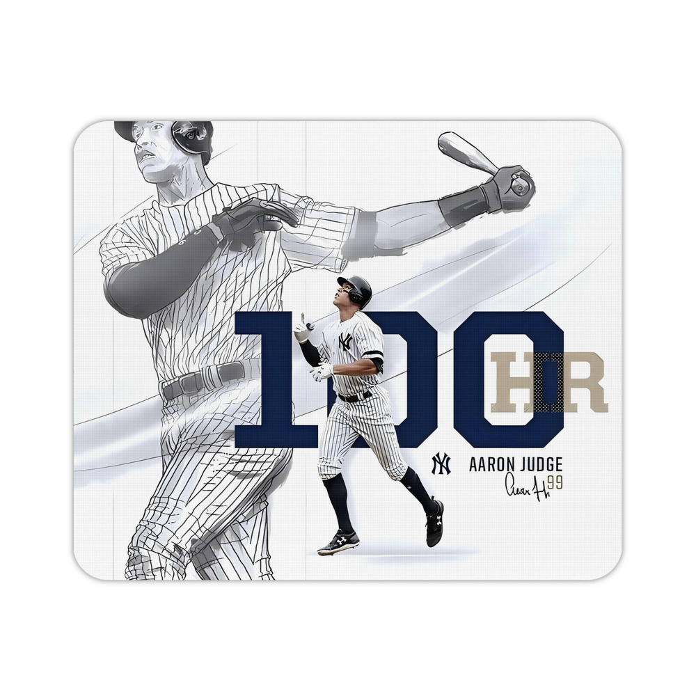 Aaron Judge 100 Home Runs Durable Rubber Mouse Pad With Stitched Edges, Waterproof, Non-Slip Surface, Ultra-Thin Design For Gaming, Office