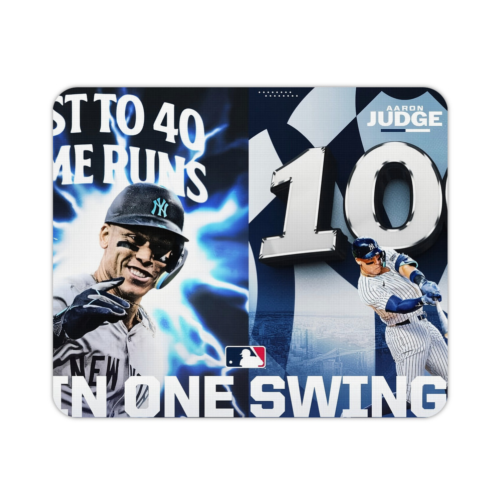 Aaron Judge First to 40 Home Runs In One Swing Durable Rubber Mouse Pad With Stitched Edges, Waterproof, Non-Slip Surface, Ultra-Thin Design For Gaming, Office