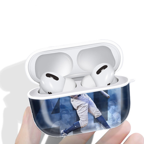 Aaron Judge 40 Home Runs 1 AirPods Pro Hard Case White With Keychain, Durable Flexible PC, Precise Cutouts, Anti-Fingerprint, Yellowing & Scratch Resistant, Full Protection, Washable