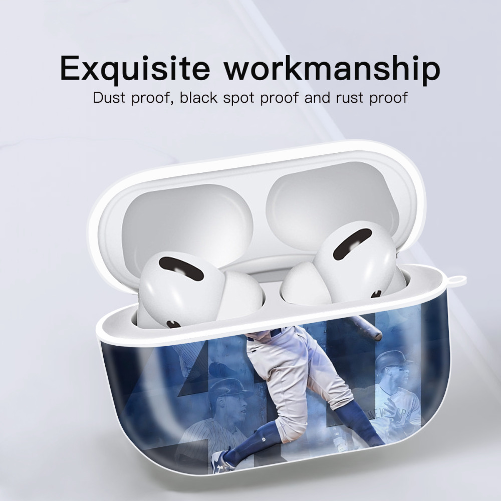 Aaron Judge 40 Home Runs 1 AirPods Pro Hard Case White With Keychain, Durable Flexible PC, Precise Cutouts, Anti-Fingerprint, Yellowing & Scratch Resistant, Full Protection, Washable