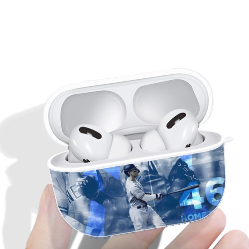 Aaron Judge 46 Home Runs AirPods Pro Hard Case White With Keychain, Durable Flexible PC, Precise Cutouts, Anti-Fingerprint, Yellowing & Scratch Resistant, Full Protection, Washable