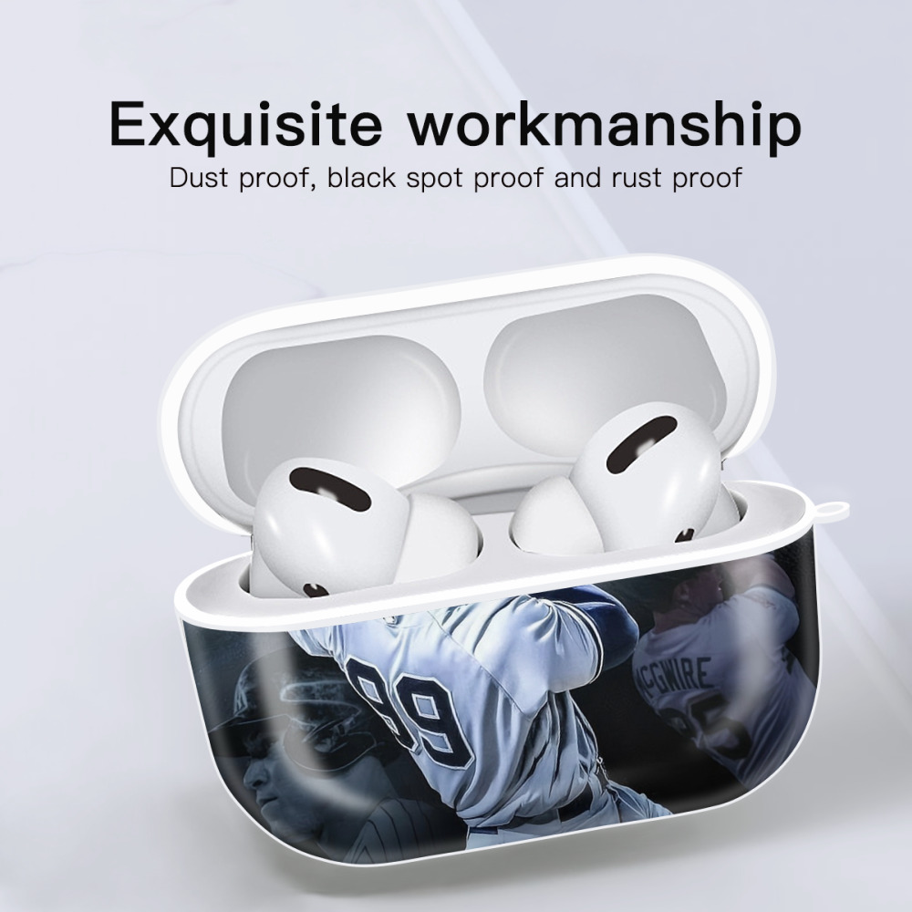 Aaron Judge 50 Home Runs 6 AirPods Pro Hard Case White With Keychain, Durable Flexible PC, Precise Cutouts, Anti-Fingerprint, Yellowing & Scratch Resistant, Full Protection, Washable