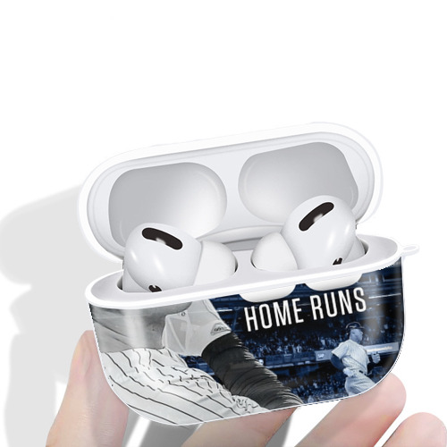 Aaron Judge 60 Home Runs 1 AirPods Pro Hard Case White With Keychain, Durable Flexible PC, Precise Cutouts, Anti-Fingerprint, Yellowing & Scratch Resistant, Full Protection, Washable