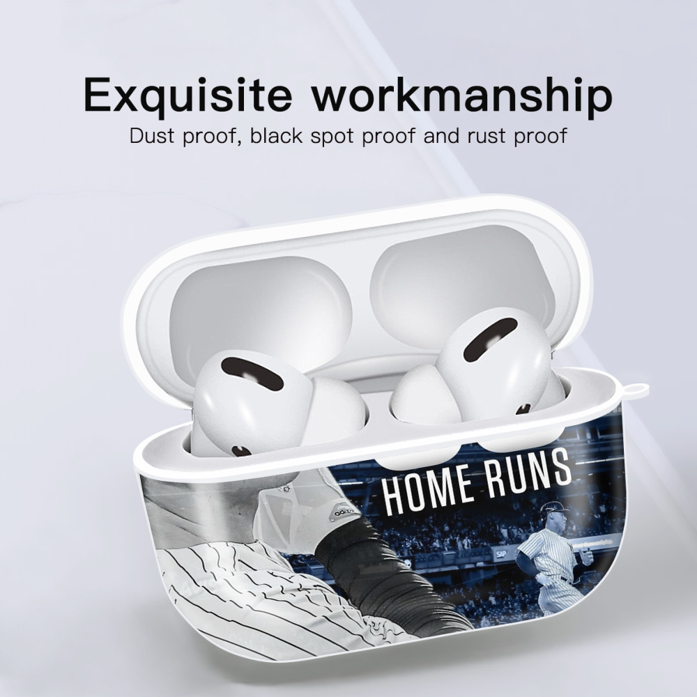 Aaron Judge 60 Home Runs 1 AirPods Pro Hard Case White With Keychain, Durable Flexible PC, Precise Cutouts, Anti-Fingerprint, Yellowing & Scratch Resistant, Full Protection, Washable