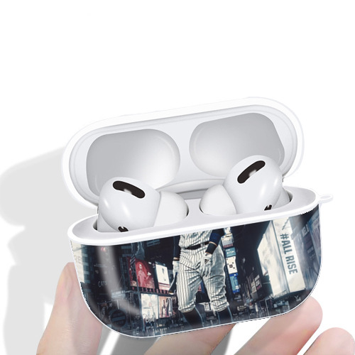 Aaron Judge 60 Home Runs 6 AirPods Pro Hard Case White With Keychain, Durable Flexible PC, Precise Cutouts, Anti-Fingerprint, Yellowing & Scratch Resistant, Full Protection, Washable