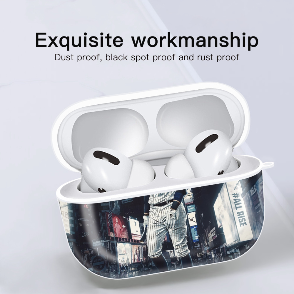 Aaron Judge 60 Home Runs 6 AirPods Pro Hard Case White With Keychain, Durable Flexible PC, Precise Cutouts, Anti-Fingerprint, Yellowing & Scratch Resistant, Full Protection, Washable