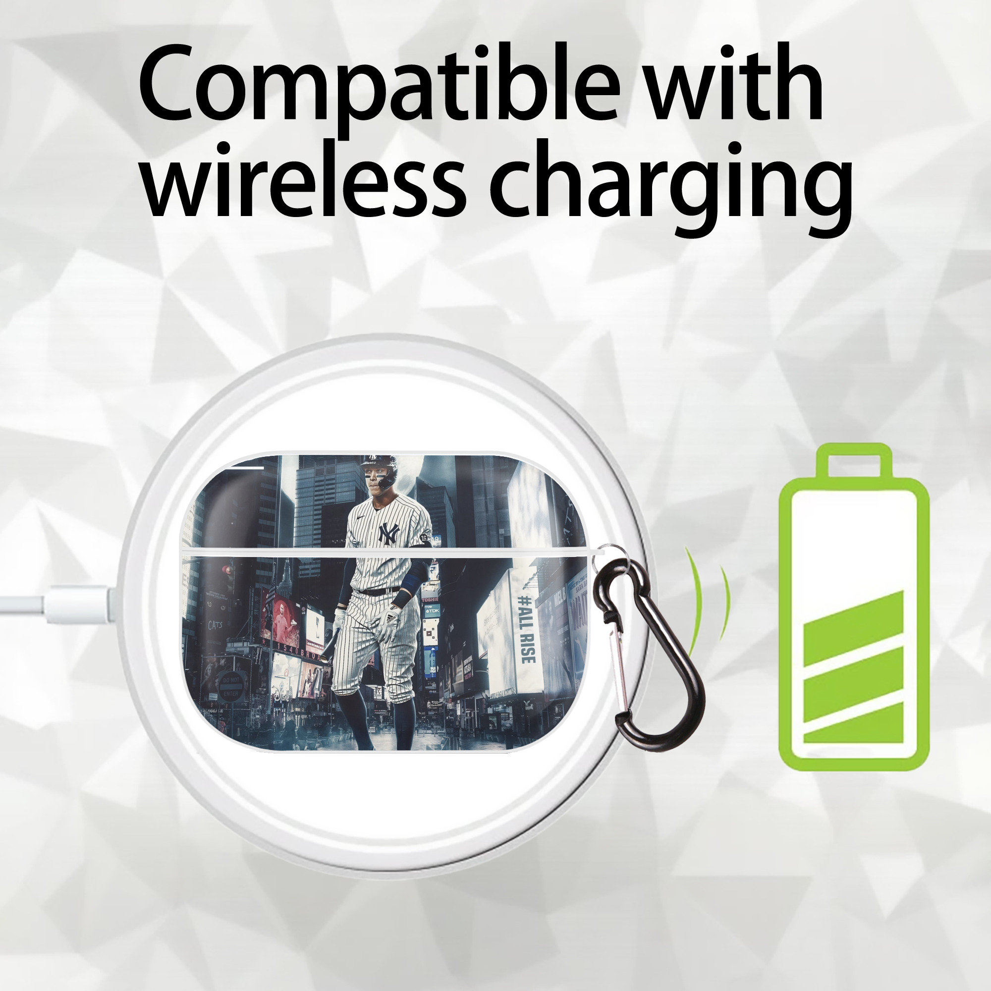 Aaron Judge 60 Home Runs 6 AirPods Pro Hard Case White With Keychain, Durable Flexible PC, Precise Cutouts, Anti-Fingerprint, Yellowing & Scratch Resistant, Full Protection, Washable