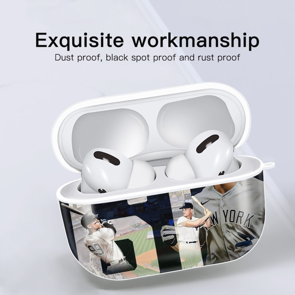 Aaron Judge 61 Home Runs 1 AirPods Pro Hard Case White With Keychain, Durable Flexible PC, Precise Cutouts, Anti-Fingerprint, Yellowing & Scratch Resistant, Full Protection, Washable