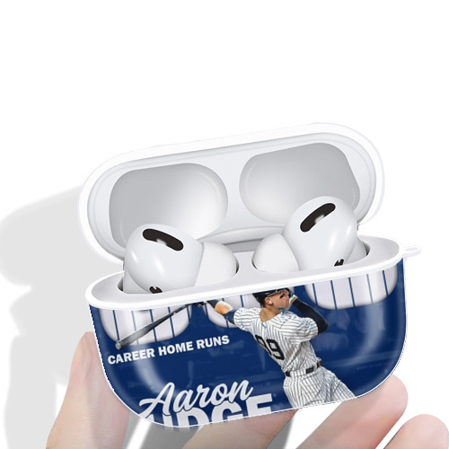 Aaron Judge 300 Home Runs AirPods Pro Hard Case White With Keychain, Durable Flexible PC, Precise Cutouts, Anti-Fingerprint, Yellowing & Scratch Resistant, Full Protection, Washable