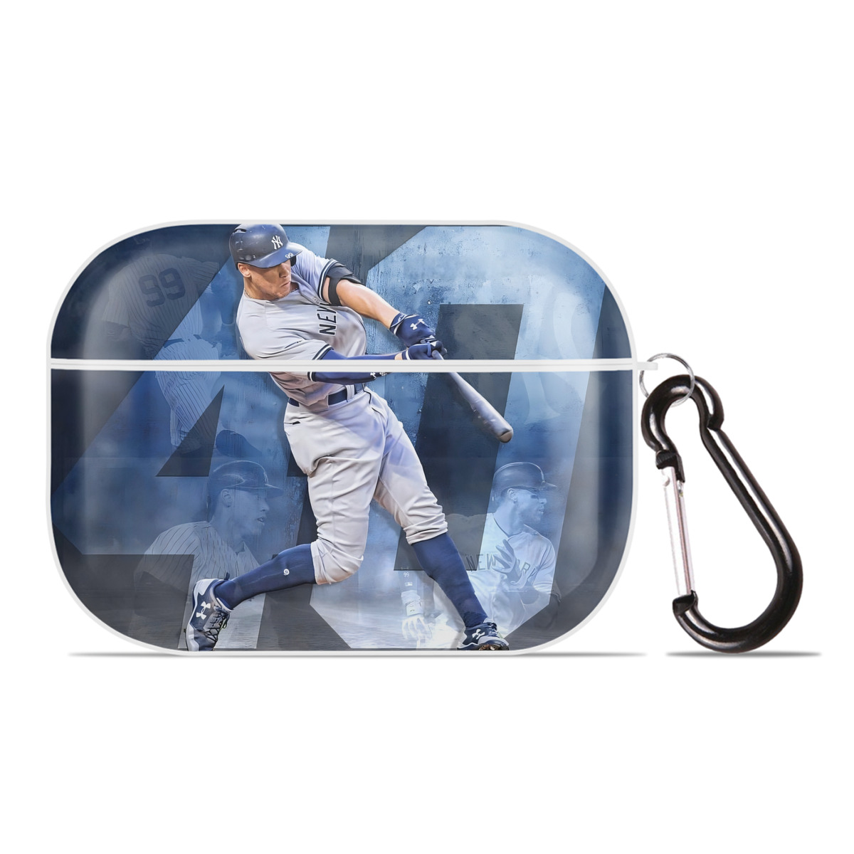 Aaron Judge 40 Home Runs 1 AirPods Pro Hard Case White With Keychain, Durable Flexible PC, Precise Cutouts, Anti-Fingerprint, Yellowing & Scratch Resistant, Full Protection, Washable