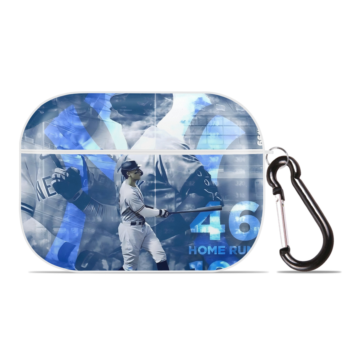 Aaron Judge 46 Home Runs AirPods Pro Hard Case White With Keychain, Durable Flexible PC, Precise Cutouts, Anti-Fingerprint, Yellowing & Scratch Resistant, Full Protection, Washable