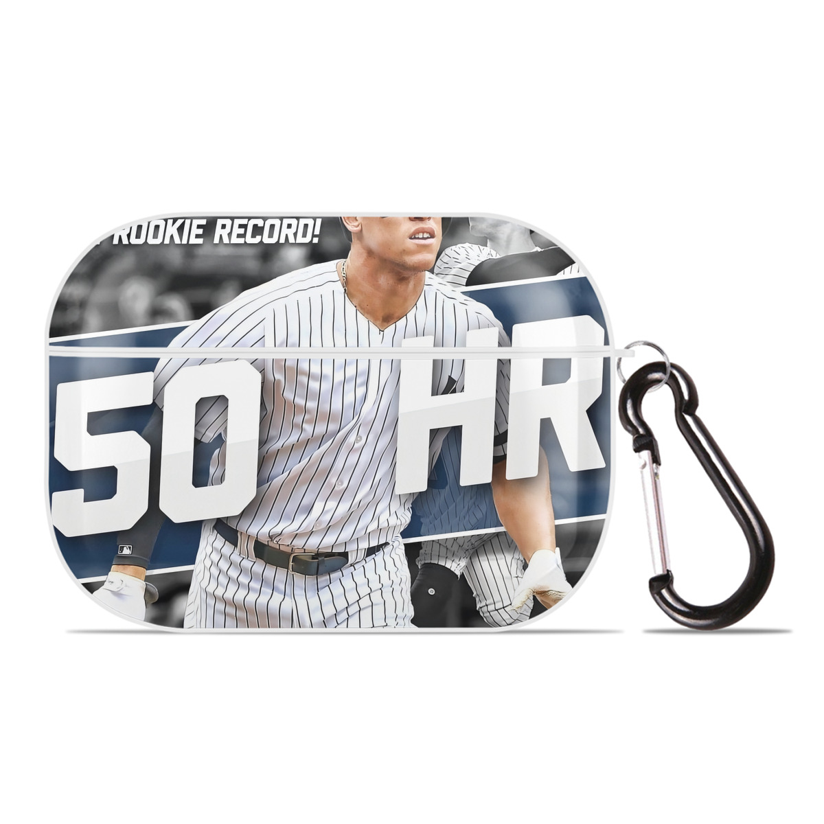 Aaron Judge 50 Home Runs 2 AirPods Pro Hard Case White With Keychain, Durable Flexible PC, Precise Cutouts, Anti-Fingerprint, Yellowing & Scratch Resistant, Full Protection, Washable