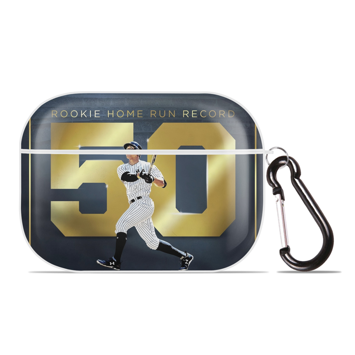 Aaron Judge 50 Home Runs 3 AirPods Pro Hard Case White With Keychain, Durable Flexible PC, Precise Cutouts, Anti-Fingerprint, Yellowing & Scratch Resistant, Full Protection, Washable
