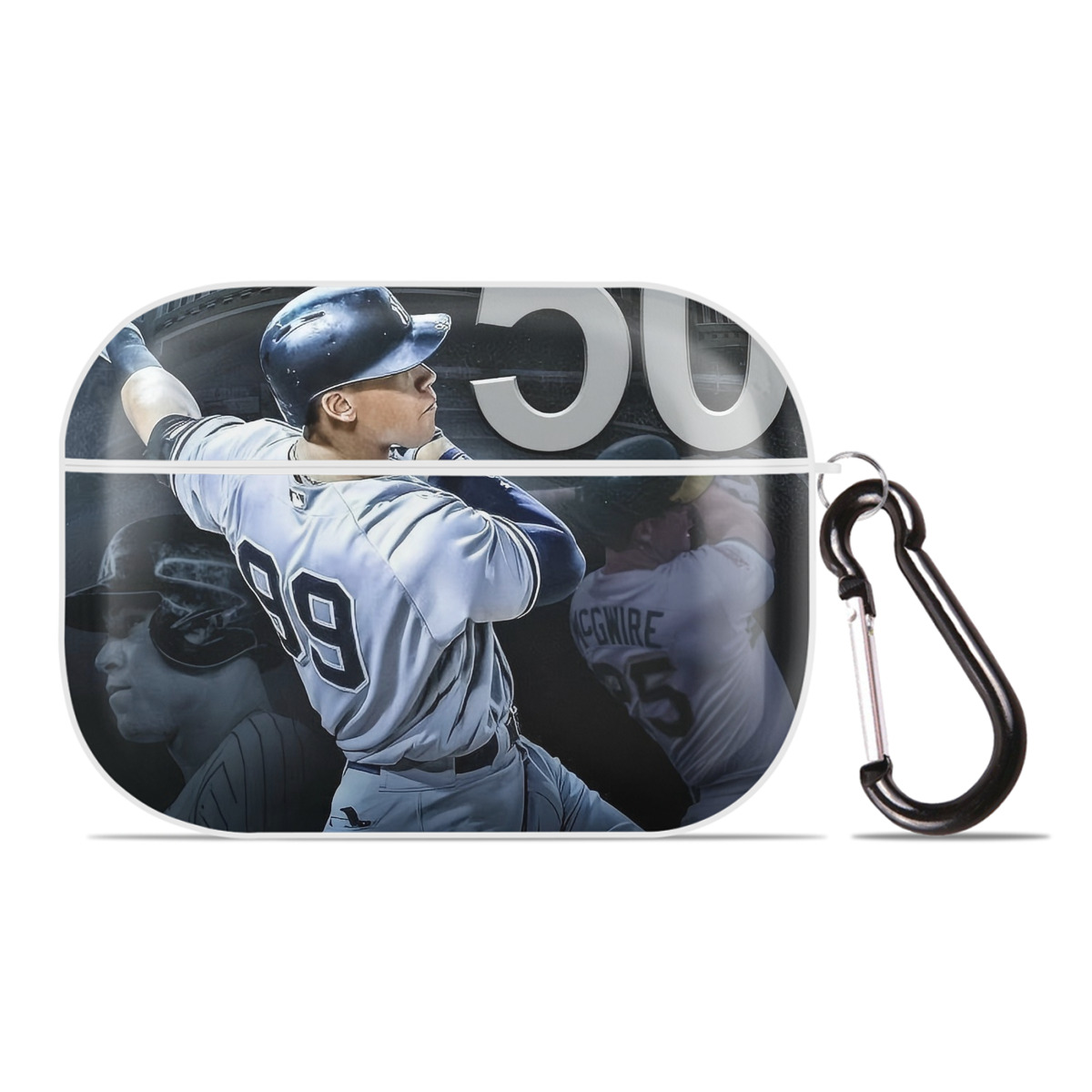 Aaron Judge 50 Home Runs 6 AirPods Pro Hard Case White With Keychain, Durable Flexible PC, Precise Cutouts, Anti-Fingerprint, Yellowing & Scratch Resistant, Full Protection, Washable