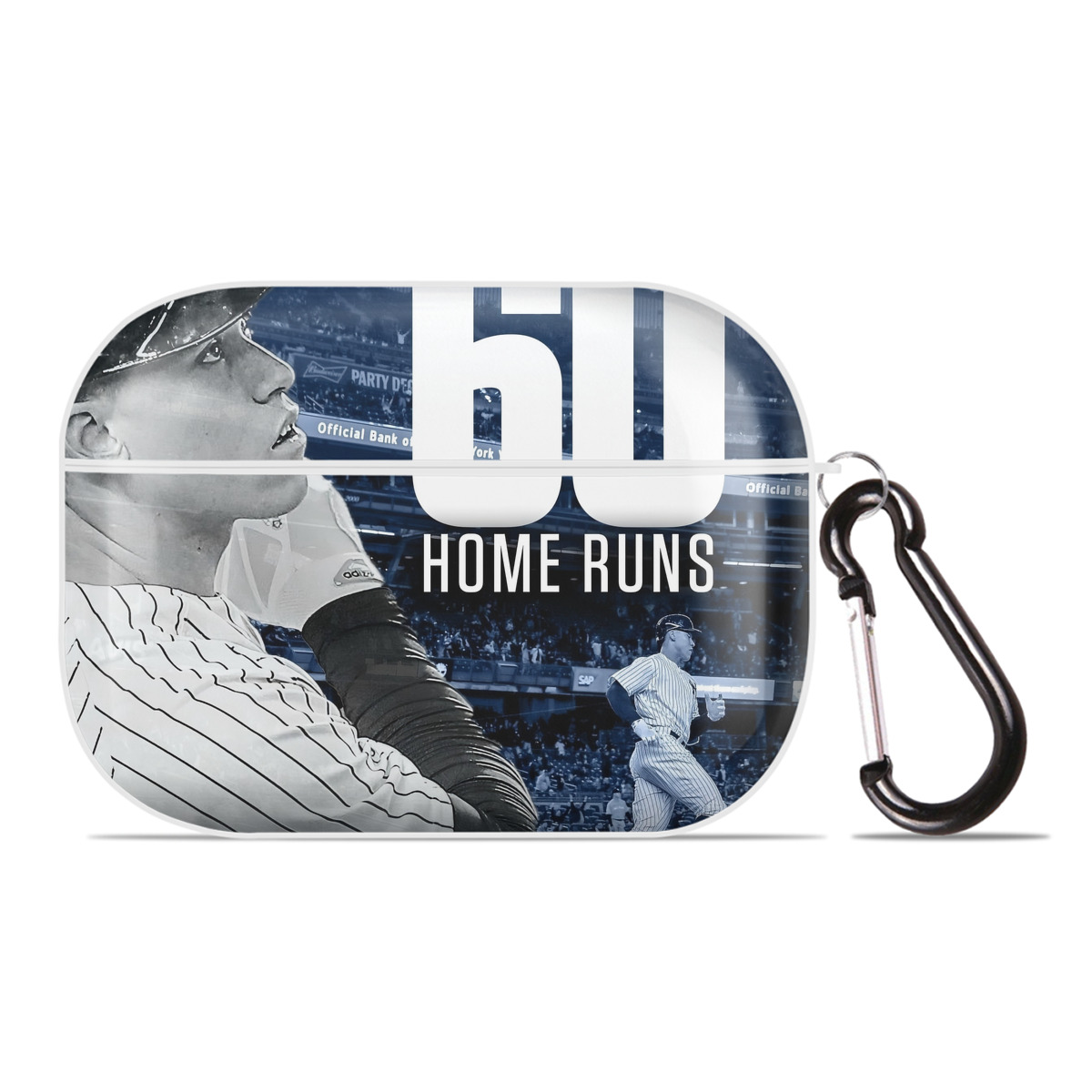Aaron Judge 60 Home Runs 1 AirPods Pro Hard Case White With Keychain, Durable Flexible PC, Precise Cutouts, Anti-Fingerprint, Yellowing & Scratch Resistant, Full Protection, Washable