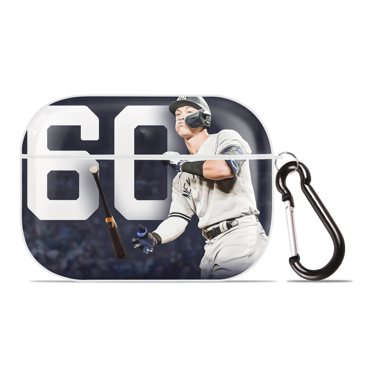 Aaron Judge 60 Home Runs 4 AirPods Pro Hard Case White With Keychain, Durable Flexible PC, Precise Cutouts, Anti-Fingerprint, Yellowing & Scratch Resistant, Full Protection, Washable