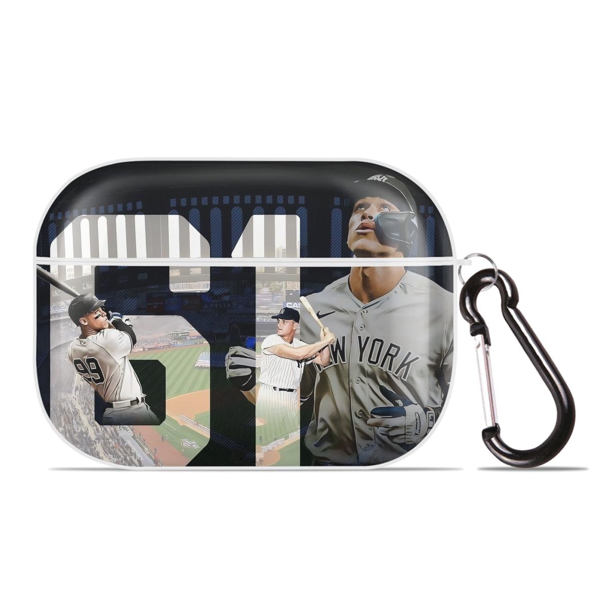 Aaron Judge 61 Home Runs 1 AirPods Pro Hard Case White With Keychain, Durable Flexible PC, Precise Cutouts, Anti-Fingerprint, Yellowing & Scratch Resistant, Full Protection, Washable