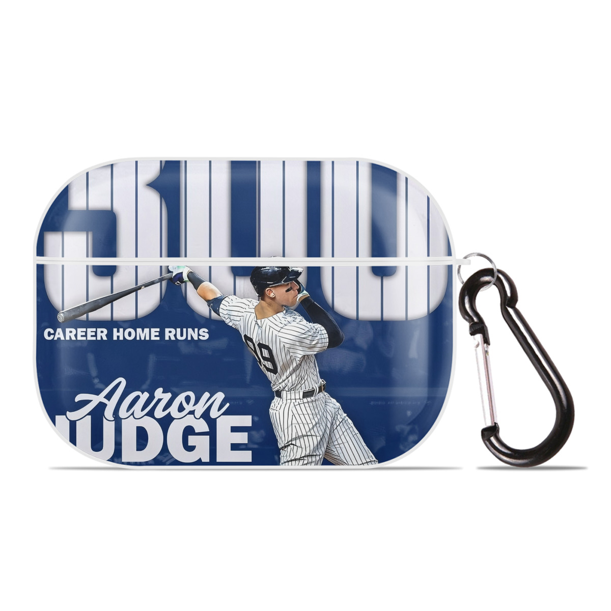 Aaron Judge 300 Home Runs AirPods Pro Hard Case White With Keychain, Durable Flexible PC, Precise Cutouts, Anti-Fingerprint, Yellowing & Scratch Resistant, Full Protection, Washable